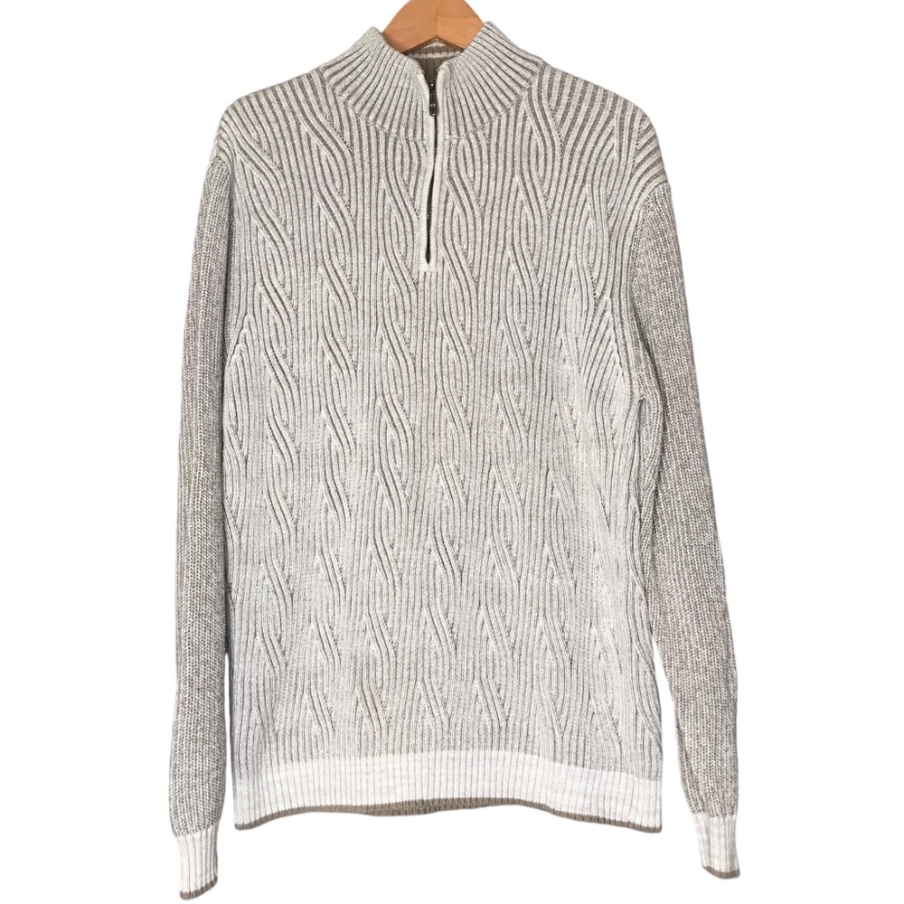 Tommy Bahama Mock Neck 1/4 Zip Sweater Pullover Weave Knit Cotton Men's XL